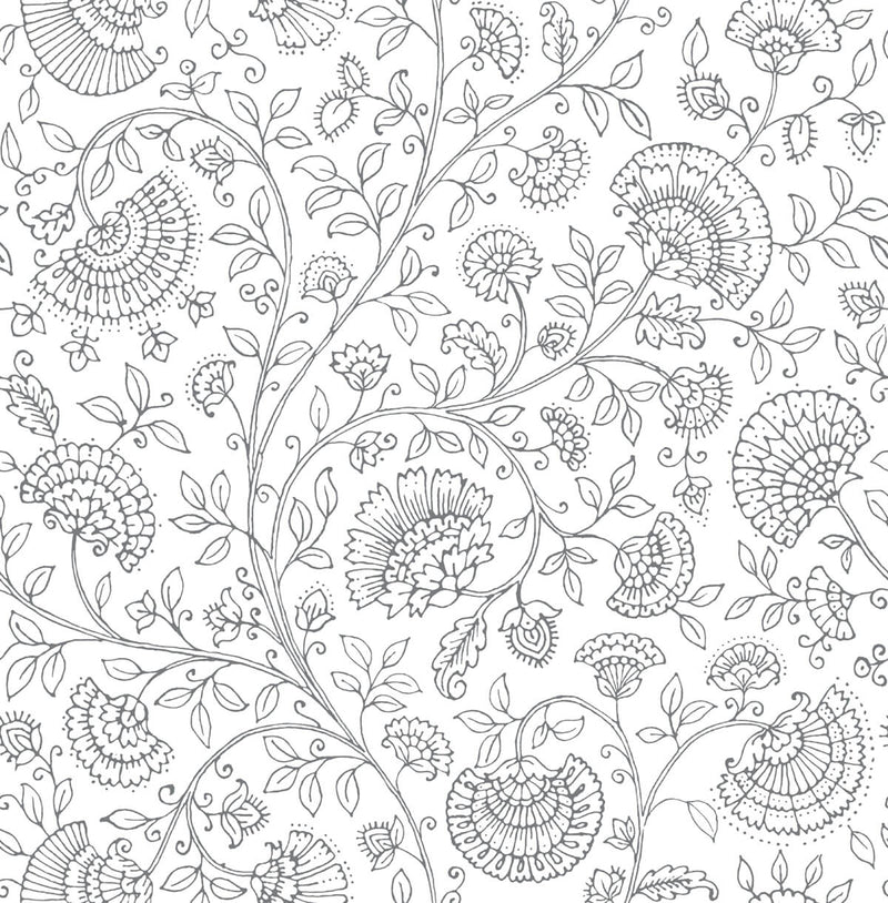 media image for Paisley Trail Peel-and-Stick Wallpaper in Slate Grey by NextWall 225