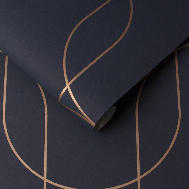 media image for Palais Wallpaper in Navy and Copper from the Exclusives Collection by Graham & Brown 236
