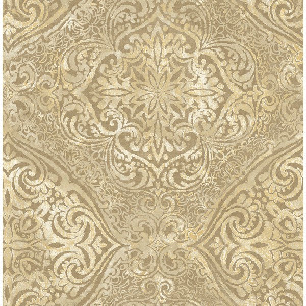 media image for Palladium Damask Wallpaper in Gold by Seabrook Wallcoverings 219