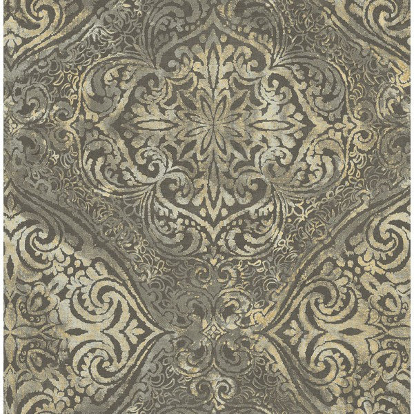 media image for Palladium Damask Wallpaper in Grey and Dark Gold by Seabrook Wallcoverings 27