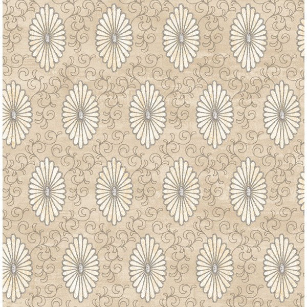 media image for sample palladium medallion wallpaper in grey by seabrook wallcoverings 1 253
