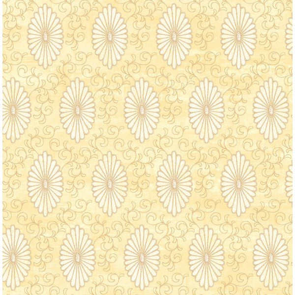 media image for sample palladium medallion wallpaper in ivory and pale gold by seabrook wallcoverings 1 230