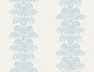 product image of Palm Frond Stripe Stringcloth Wallpaper in Blue Frost and Bone White from the Luxe Retreat Collection by Seabrook Wallcoverings 53