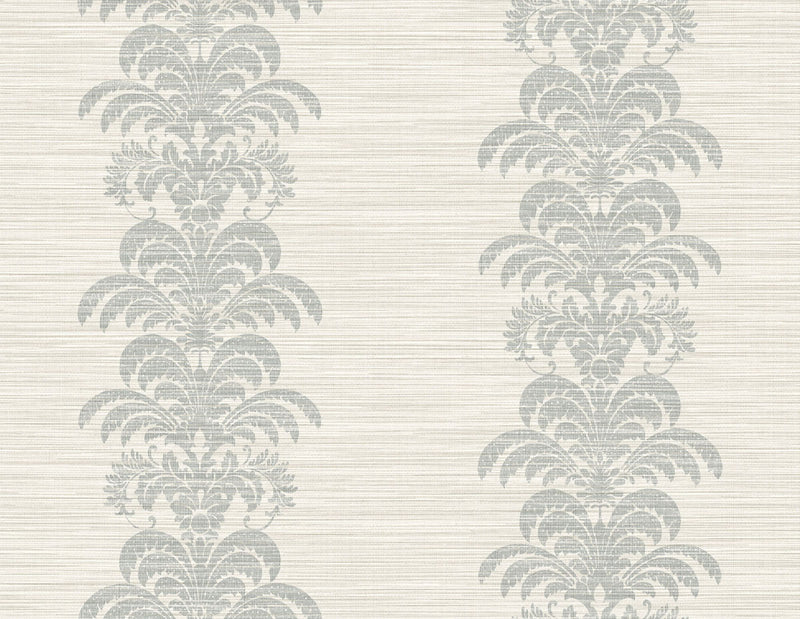 media image for Palm Frond Stripe Stringcloth Wallpaper in Cove Grey and Alabaster from the Luxe Retreat Collection by Seabrook Wallcoverings 298