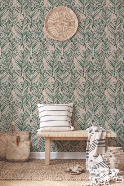 product image for Palm Peel and Stick Wallpaper in Pink and Green from the Transform Collection by Graham & Brown 32