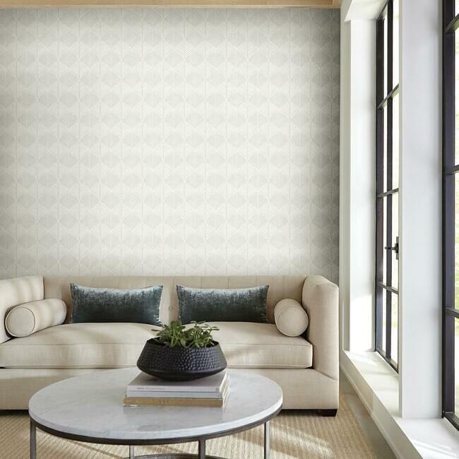 media image for Palm Thatch Wallpaper in Grey and White from the Silhouettes Collection by York Wallcoverings 250