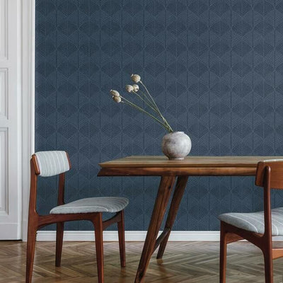 product image for Palm Thatch Wallpaper in Navy from the Silhouettes Collection by York Wallcoverings 44