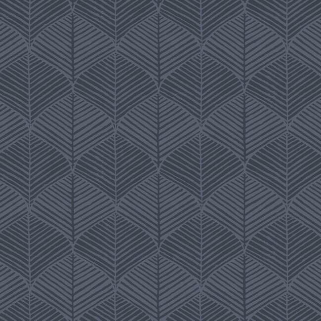 media image for sample palm thatch wallpaper in navy from the silhouettes collection by york wallcoverings 1 217