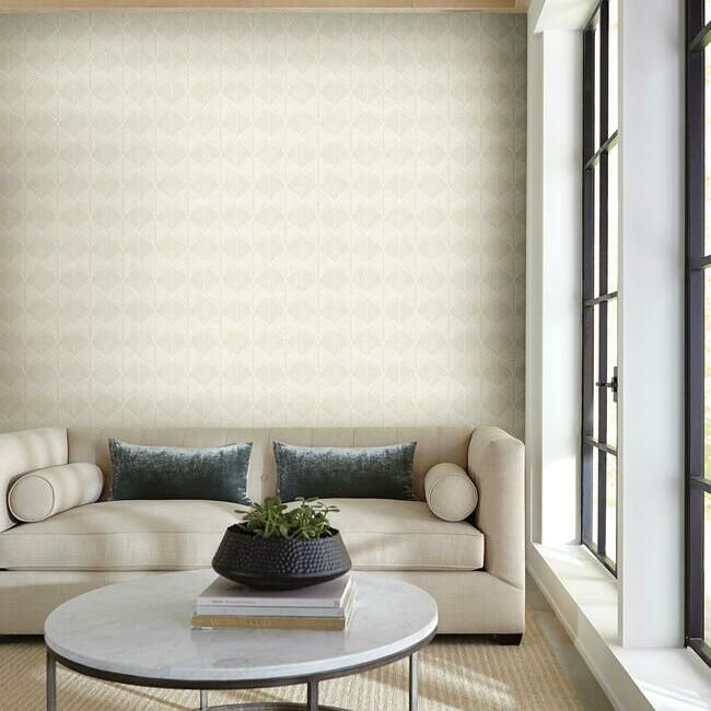 media image for Palm Thatch Wallpaper in Taupe from the Silhouettes Collection by York Wallcoverings 214