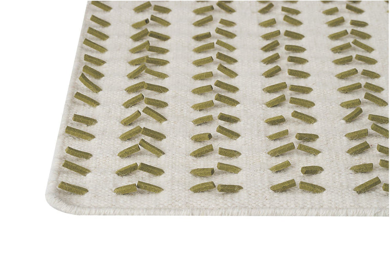 media image for Palm Dale Collection Hand Woven Wool and Felt Area Rug in White and Green design by Mat the Basics 257