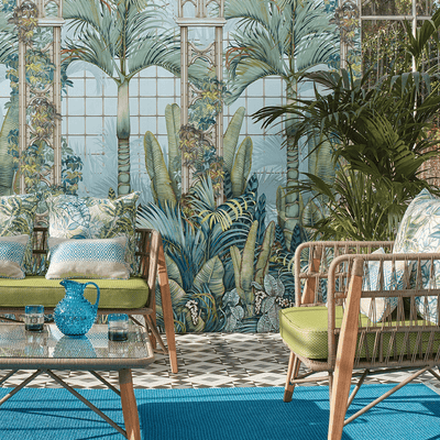 product image of Palm House Wall Mural in Leaf Green from the Mansfield Park Collection by Osborne & Little 586