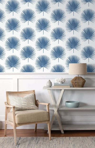 product image for Palmetto Palm Peel-and-Stick Wallpaper in Coastal Blue by NextWall 55