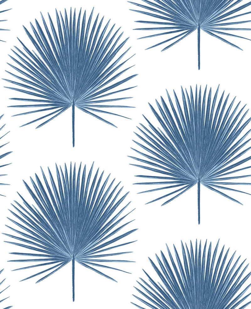 media image for Palmetto Palm Peel-and-Stick Wallpaper in Coastal Blue by NextWall 292