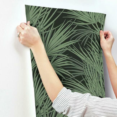 product image for Palmetto Wallpaper in Black and Green from the Silhouettes Collection by York Wallcoverings 70