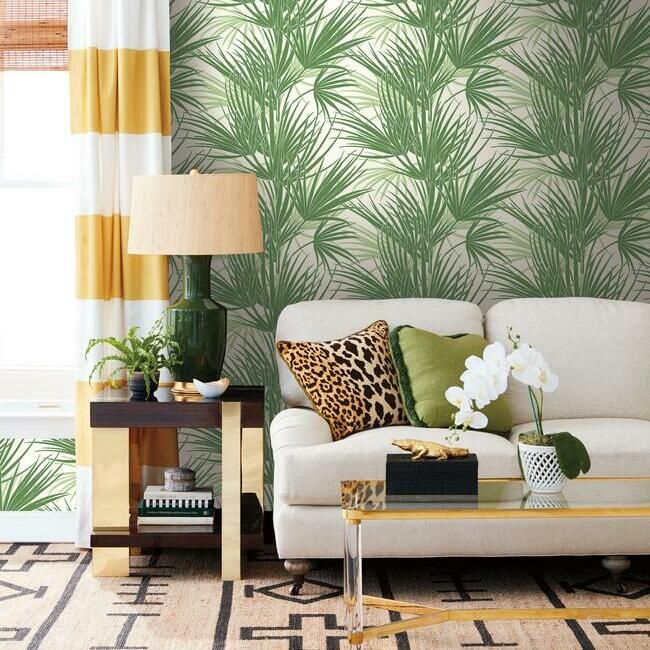 media image for Palmetto Wallpaper in Green from the Silhouettes Collection by York Wallcoverings 223