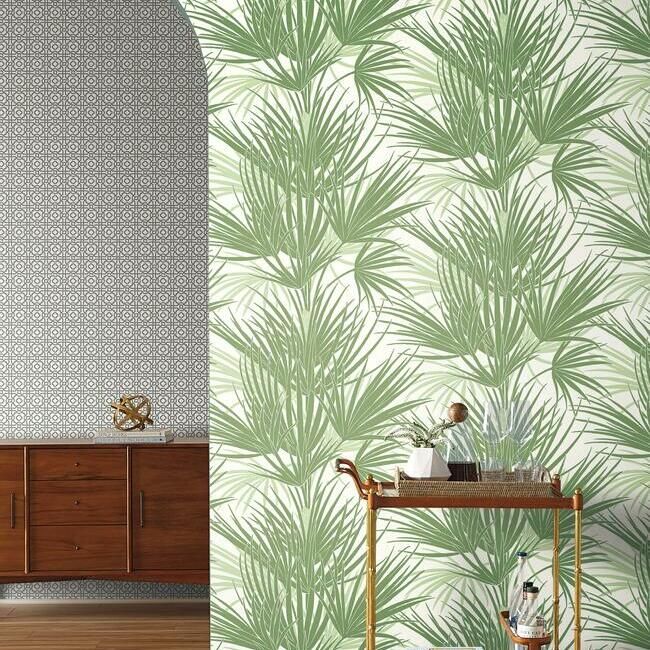 media image for Palmetto Wallpaper in Green from the Silhouettes Collection by York Wallcoverings 280