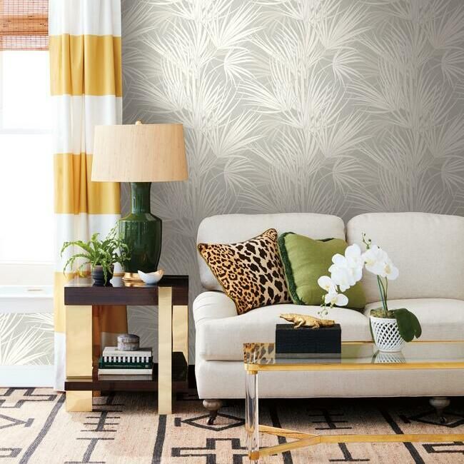 media image for Palmetto Wallpaper in Grey from the Silhouettes Collection by York Wallcoverings 271