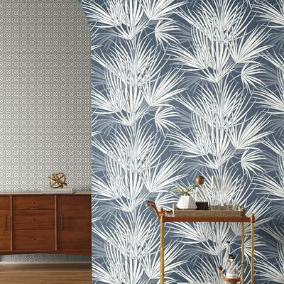 product image for Palmetto Wallpaper in Navy and White from the Silhouettes Collection by York Wallcoverings 91