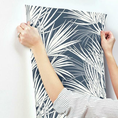 product image for Palmetto Wallpaper in Navy and White from the Silhouettes Collection by York Wallcoverings 14