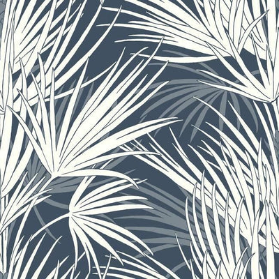product image of Palmetto Wallpaper in Navy and White from the Silhouettes Collection by York Wallcoverings 532
