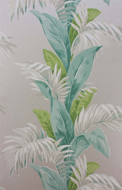 product image of Palmetto Wallpaper in Aqua and Stone by Nina Campbell for Osborne & Little 530
