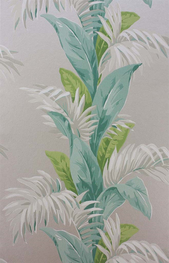 media image for Palmetto Wallpaper in Aqua and Stone by Nina Campbell for Osborne & Little 281