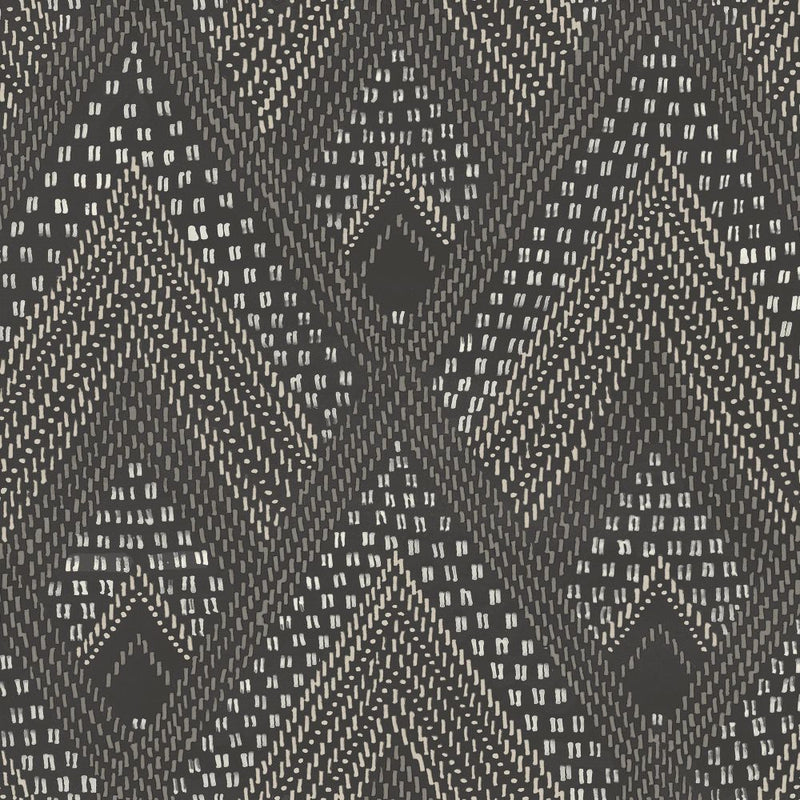 media image for sample panama boho diamonds wallpaper in black sands and charcoal from the boho rhapsody collection by seabrook wallcoverings 1 20
