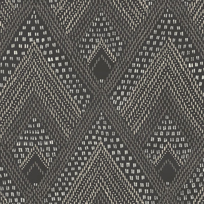 product image of Panama Boho Diamonds Wallpaper in Black Sands and Charcoal from the Boho Rhapsody Collection by Seabrook Wallcoverings 520