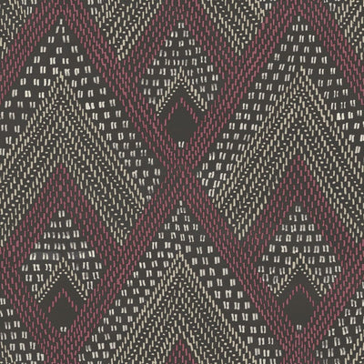 product image of Panama Boho Diamonds Wallpaper in Cranberry and Brushed Ebony from the Boho Rhapsody Collection by Seabrook Wallcoverings 577