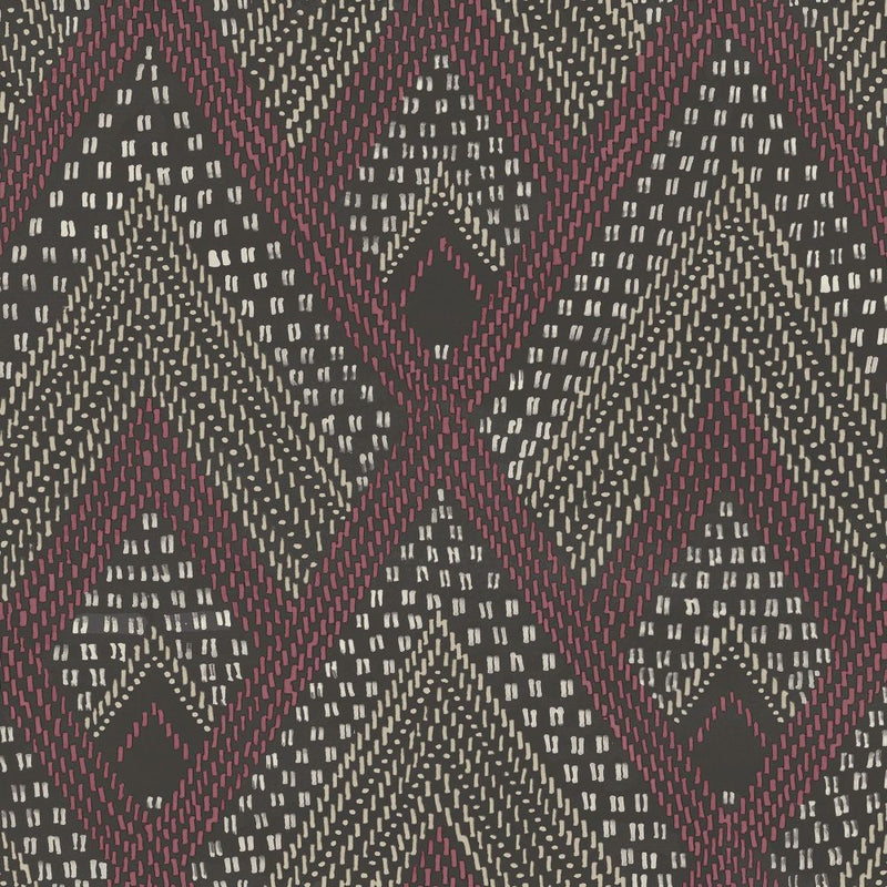 media image for Panama Boho Diamonds Wallpaper in Cranberry and Brushed Ebony from the Boho Rhapsody Collection by Seabrook Wallcoverings 220