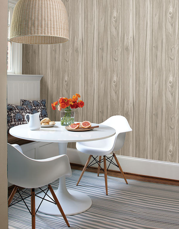 media image for Paneling Grey Wide Plank Wallpaper from the Essentials Collection by Brewster Home Fashions 258