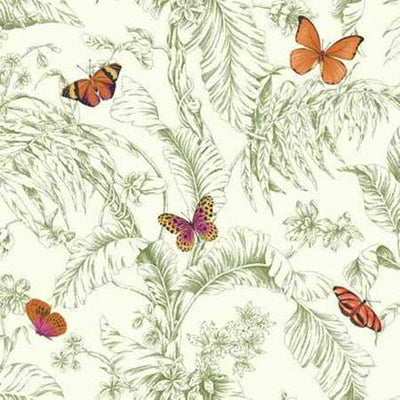 product image of sample papillon wallpaper in orange green and white by ashford house for york wallcoverings 1 56