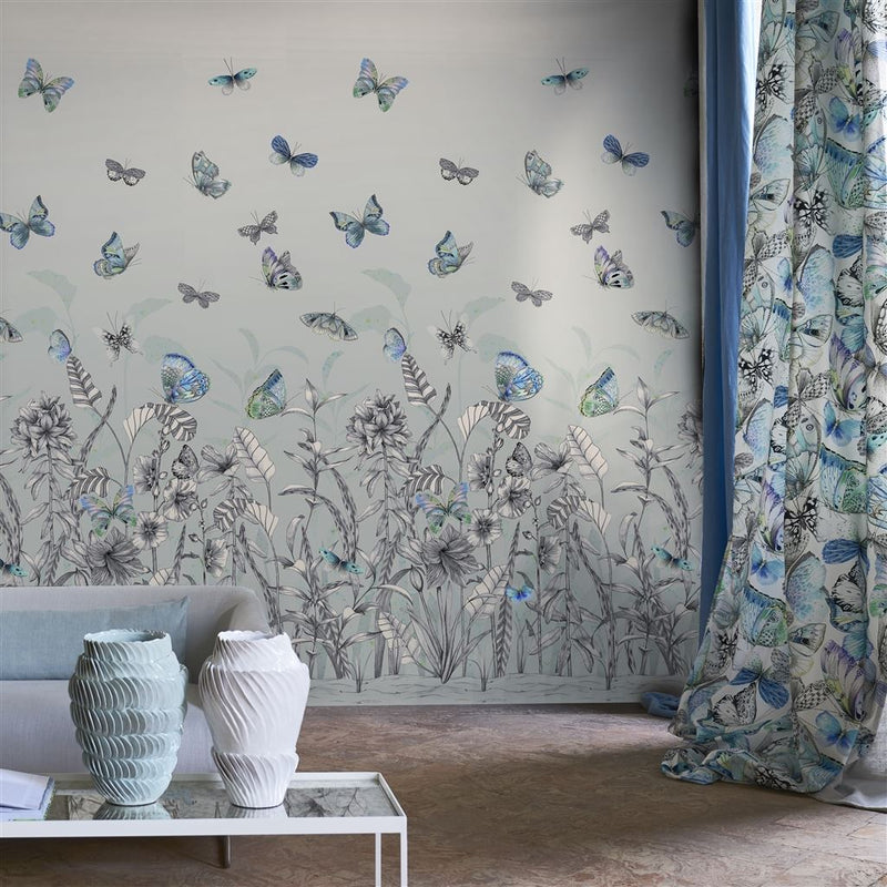 media image for Papillons Wall Mural in Eau De Nil from the Mandora Collection by Designers Guild 291