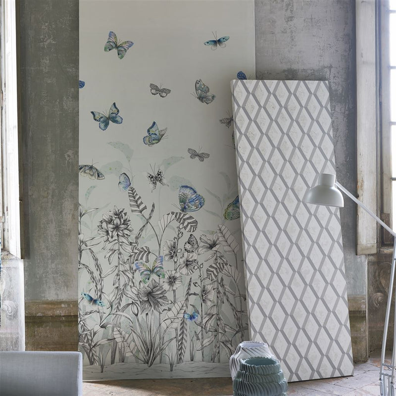 media image for Papillons Wall Mural in Eau De Nil from the Mandora Collection by Designers Guild 253