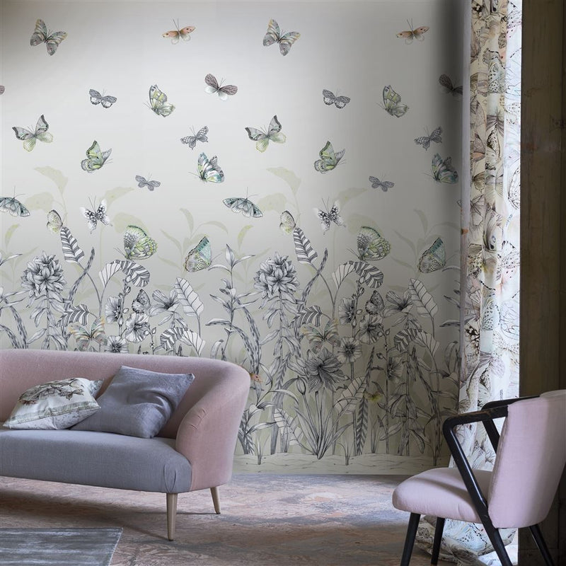 media image for Papillons Wall Mural in Eau De Nil from the Mandora Collection by Designers Guild 294