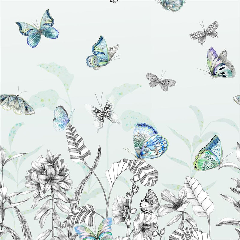 media image for sample papillons wall mural in eau de nil from the mandora collection by designers guild 1 22