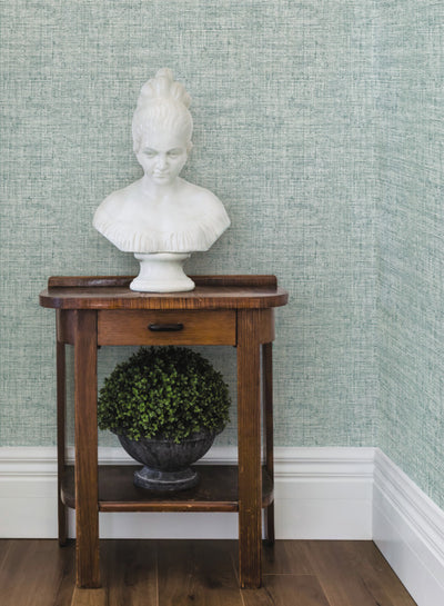 product image of Papyrus Weave Wallpaper in Turquoise from the Conservatory Collection by York Wallcoverings 575