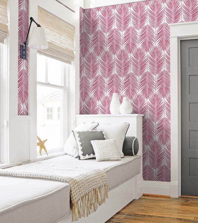 product image for Paradise Palm Peel-and-Stick Wallpaper in Cerise Pink by NextWall 52