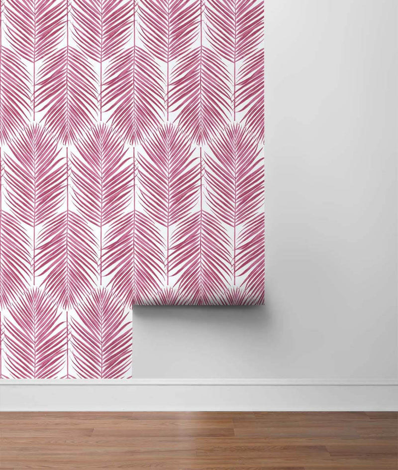 media image for Paradise Palm Peel-and-Stick Wallpaper in Cerise Pink by NextWall 236