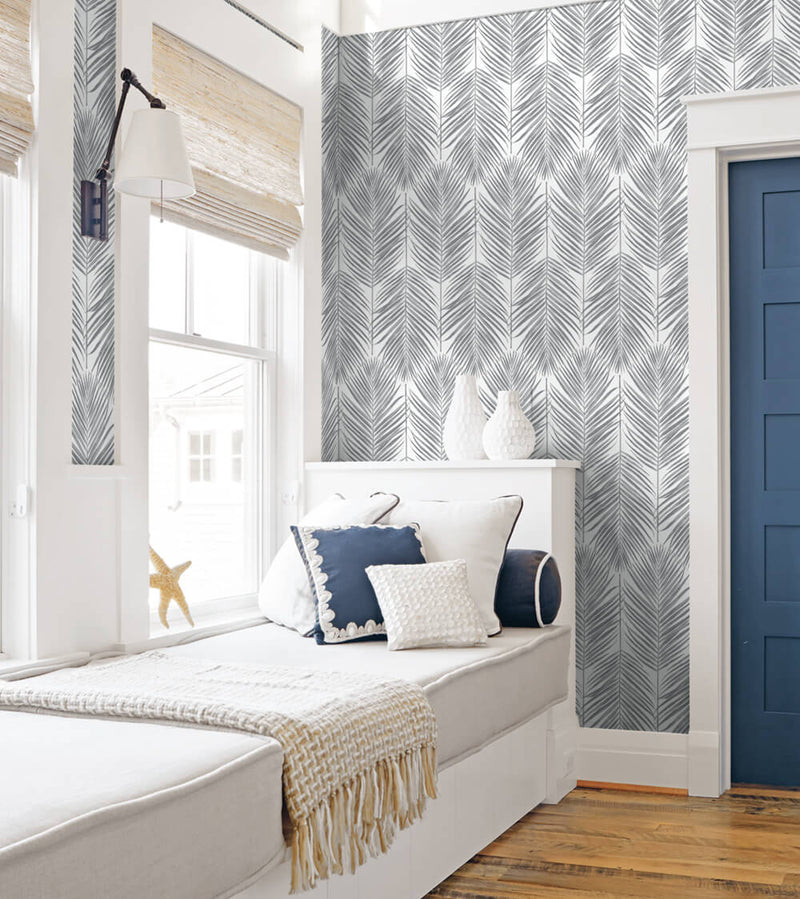 media image for Paradise Palm Peel-and-Stick Wallpaper in Daydream Grey by NextWall 242