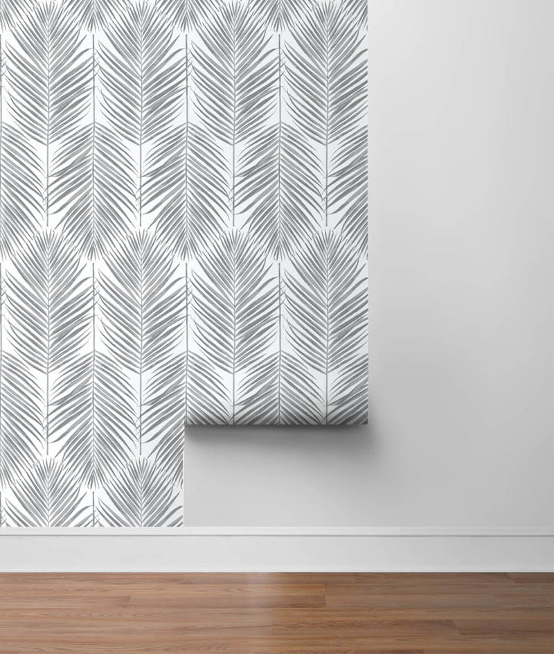 media image for Paradise Palm Peel-and-Stick Wallpaper in Daydream Grey by NextWall 22