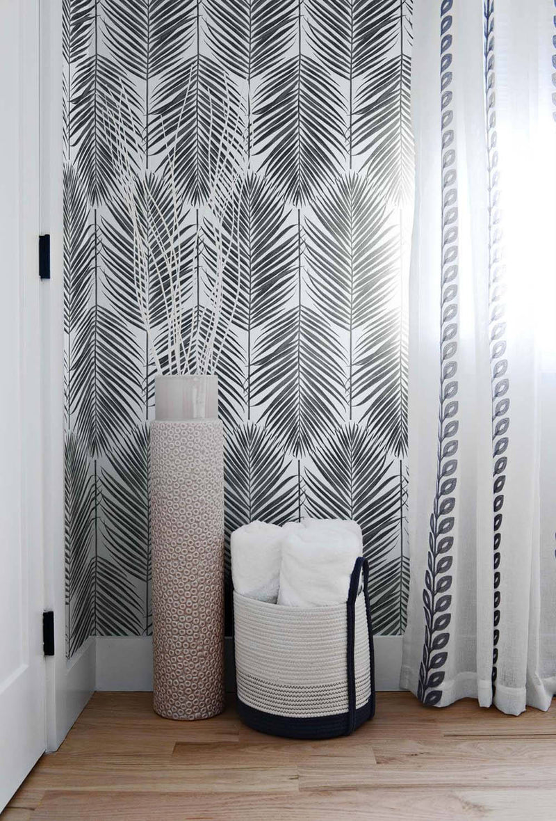 media image for Paradise Palm Peel-and-Stick Wallpaper in Ebony by NextWall 287