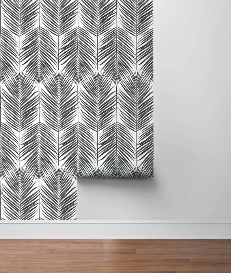 media image for Paradise Palm Peel-and-Stick Wallpaper in Ebony by NextWall 210