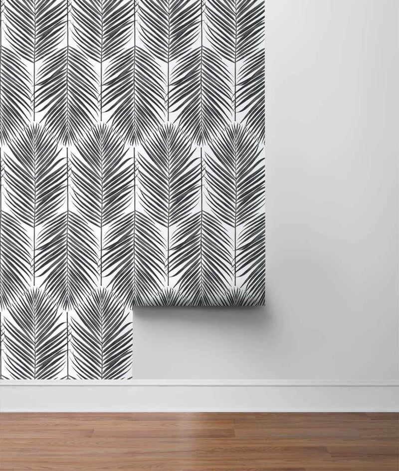 media image for Paradise Palm Peel-and-Stick Wallpaper in Ebony by NextWall 236