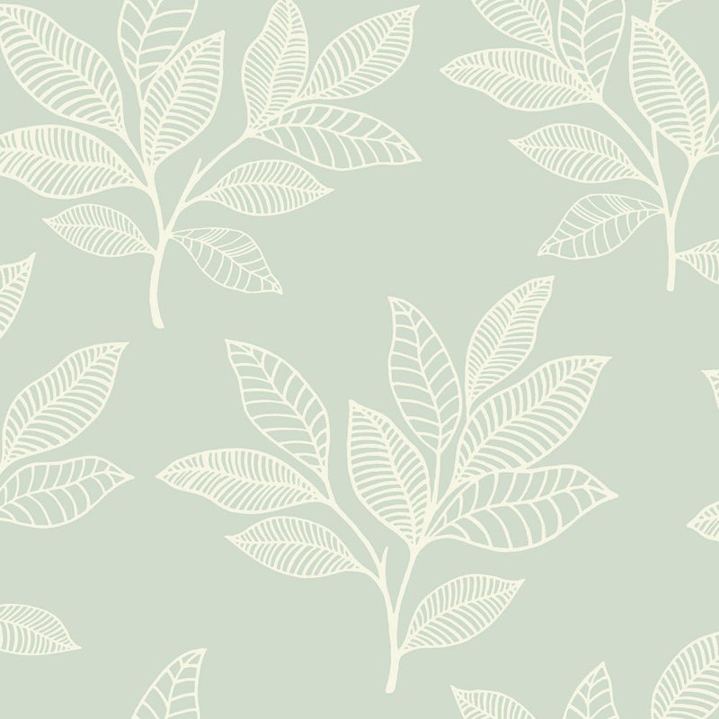 media image for Paradise Leaves Wallpaper in Mint from the Boho Rhapsody Collection by Seabrook Wallcoverings 256