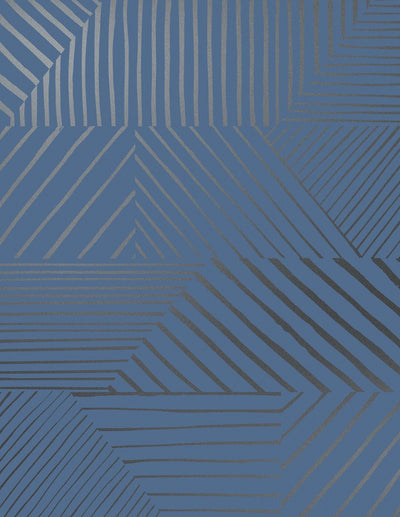product image of sample parquet wallpaper in gunmetal on navy design by juju 1 527