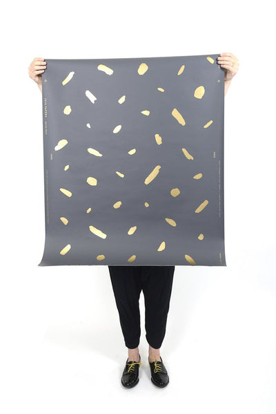 product image for Pas de Trois Wallpaper in Gold on Charcoal design by Thatcher Studio 51