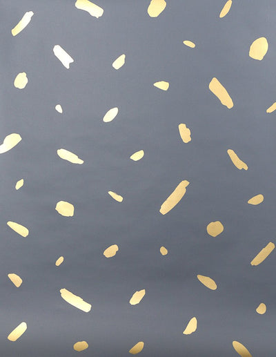 product image of sample pas de trois wallpaper in gold on charcoal design by juju 1 53