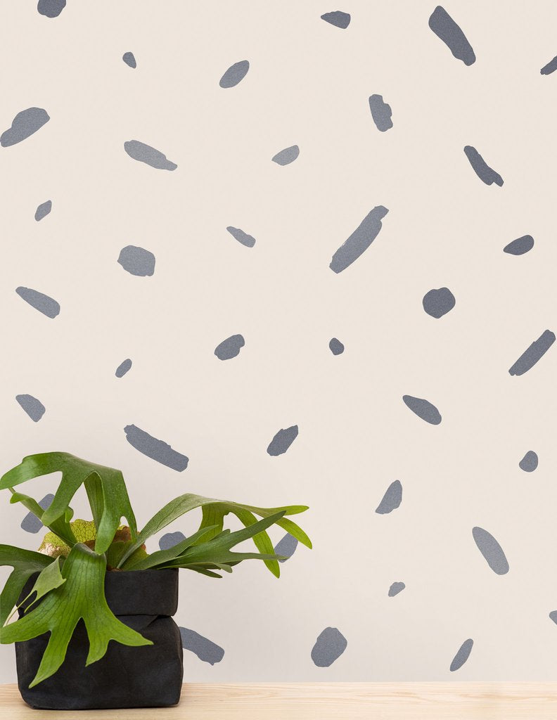 media image for Pas de Trois Wallpaper in Gunmetal on Blush design by Thatcher Studio 27