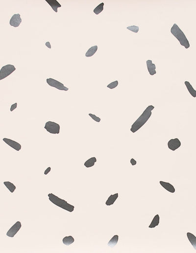 product image for Pas de Trois Wallpaper in Gunmetal on Blush design by Thatcher Studio 58